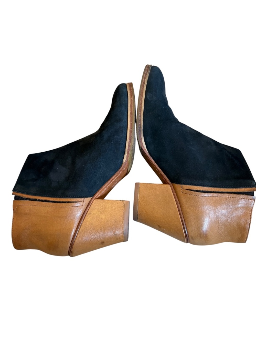 Rachel Comey Black Suede & Carmel Leather Ankle Boots - Picture 7 of 7